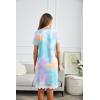 Ekouaer Women Striped Nightgowns Button Down Sleepshirts Short Sleeves Nightshirts(Tie-dye)