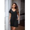 Ekouaer Womens 2 Pack Nightgown V Neck Sleepshirt Short Sleeve Nightshirt Soft Sleep Dress with Pockets(Grey Star+black)