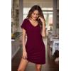 Ekouaer Womens 2 Pack Nightgown V Neck Sleepshirt Short Sleeve Nightshirt Soft Sleep Dress with Pockets(Navy Blue+wine Red)