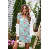 Ekouaer Womens 2 Pack Nightgown V Neck Sleepshirt Short Sleeve Nightshirt Soft Sleep Dress with Pockets(Rose Flower+grey)