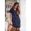 Ekouaer Womens Nightgown 2 Pack Nightgowns for Women Short Sleeves Button Down V Neck Womens Sleepwear S-XXL(Pink+blue Sky)