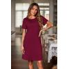 Ekouaer Womens Nightgown 2 Pack Nightgowns for Women Short Sleeves Button Down V Neck Womens Sleepwear S-XXL(Wine Red+black)