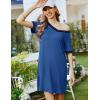 Ekouaer Womens Nightgown Short Sleeve Sleepshirt V Neck Sleepdress Casual Nightshirt Sleepwear Loungewear S-XXXL(Blue)