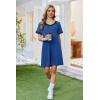 Ekouaer Womens Nightgown Short Sleeve Sleepshirt V Neck Sleepdress Casual Nightshirt Sleepwear Loungewear S-XXXL(Blue)