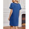 Ekouaer Womens Nightgown Short Sleeve Sleepshirt V Neck Sleepdress Casual Nightshirt Sleepwear Loungewear S-XXXL(Blue)