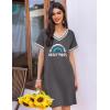 Ekouaer Womens Nightgown Short Sleeve Sleepshirt V Neck Sleepdress Casual Nightshirt Sleepwear Loungewear S-XXXL(Dark Grey)