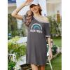 Ekouaer Womens Nightgown Short Sleeve Sleepshirt V Neck Sleepdress Casual Nightshirt Sleepwear Loungewear S-XXXL(Dark Grey)