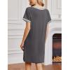 Ekouaer Womens Nightgown Short Sleeve Sleepshirt V Neck Sleepdress Casual Nightshirt Sleepwear Loungewear S-XXXL(Dark Grey)