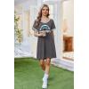 Ekouaer Womens Nightgown Short Sleeve Sleepshirt V Neck Sleepdress Casual Nightshirt Sleepwear Loungewear S-XXXL(Dark Grey)