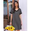 Ekouaer Womens Nightgown Short Sleeve Sleepshirt V Neck Sleepdress Casual Nightshirt Sleepwear Loungewear S-XXXL(Dark Grey-2)