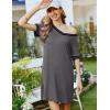 Ekouaer Womens Nightgown Short Sleeve Sleepshirt V Neck Sleepdress Casual Nightshirt Sleepwear Loungewear S-XXXL(Dark Grey-2)