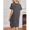 Ekouaer Womens Nightgown Short Sleeve Sleepshirt V Neck Sleepdress Casual Nightshirt Sleepwear Loungewear S-XXXL(Dark Grey-2)