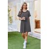 Ekouaer Womens Nightgown Short Sleeve Sleepshirt V Neck Sleepdress Casual Nightshirt Sleepwear Loungewear S-XXXL(Dark Grey-2)