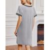 Ekouaer Womens Nightgown Short Sleeve Sleepshirt V Neck Sleepdress Casual Nightshirt Sleepwear Loungewear S-XXXL(Light Grey)
