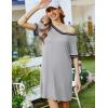Ekouaer Womens Nightgown Short Sleeve Sleepshirt V Neck Sleepdress Casual Nightshirt Sleepwear Loungewear S-XXXL(Light Grey)