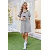 Ekouaer Womens Nightgown Short Sleeve Sleepshirt V Neck Sleepdress Casual Nightshirt Sleepwear Loungewear S-XXXL(Light Grey)