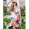 Ekouaer Womens Nightgown Short Sleeve Sleepshirt V Neck Sleepdress Casual Nightshirt Sleepwear Loungewear S-XXXL(Marble Pattern)