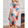 Ekouaer Womens Nightgown Short Sleeve Sleepshirt V Neck Sleepdress Casual Nightshirt Sleepwear Loungewear S-XXXL(Marble Pattern)