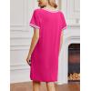 Ekouaer Womens Nightgown Short Sleeve Sleepshirt V Neck Sleepdress Casual Nightshirt Sleepwear Loungewear S-XXXL(Rose Red)