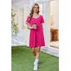 Ekouaer Womens Nightgown Short Sleeve Sleepshirt V Neck Sleepdress Casual Nightshirt Sleepwear Loungewear S-XXXL(Rose Red)