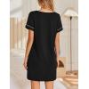 Ekouaer Women’s Nightgowns Short Sleeve Nightshirt Soft Night Gown Ladies Nightdress Comfy Pajama Dress(Black)