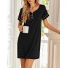 Ekouaer Women’s Nightgowns Short Sleeve Nightshirt Soft Night Gown Ladies Nightdress Comfy Pajama Dress(Black)