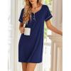 Ekouaer Women’s Nightgowns Short Sleeve Nightshirt Soft Night Gown Ladies Nightdress Comfy Pajama Dress(Navy Blue)