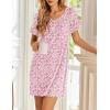 Ekouaer Women’s Nightgowns Short Sleeve Nightshirt Soft Night Gown Ladies Nightdress Comfy Pajama Dress(Pink Floral)