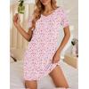 Ekouaer Women’s Nightgowns Short Sleeve Nightshirt Soft Night Gown Ladies Nightdress Comfy Pajama Dress(Pink Floral)