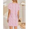 Ekouaer Women’s Nightgowns Short Sleeve Nightshirt Soft Night Gown Ladies Nightdress Comfy Pajama Dress(Pink Floral)