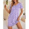 Ekouaer Women’s Nightgowns Short Sleeve Nightshirt Soft Night Gown Ladies Nightdress Comfy Pajama Dress(Purple Floral)