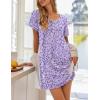 Ekouaer Women’s Nightgowns Short Sleeve Nightshirt Soft Night Gown Ladies Nightdress Comfy Pajama Dress(Purple Floral)