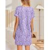 Ekouaer Women’s Nightgowns Short Sleeve Nightshirt Soft Night Gown Ladies Nightdress Comfy Pajama Dress(Purple Floral)