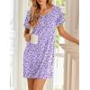 Ekouaer Women’s Nightgowns Short Sleeve Nightshirt Soft Night Gown Ladies Nightdress Comfy Pajama Dress(Purple Floral)