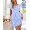 Ekouaer Women’s Nightgowns Short Sleeve Nightshirt Soft Night Gown Ladies Nightdress Comfy Pajama Dress(White Bird)