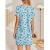 Ekouaer Women’s Nightgowns Short Sleeve Nightshirt Soft Night Gown Ladies Nightdress Comfy Pajama Dress(White Blue Floral)