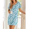 Ekouaer Women’s Nightgowns Short Sleeve Nightshirt Soft Night Gown Ladies Nightdress Comfy Pajama Dress(White Blue Floral)