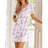 Ekouaer Women’s Nightgowns Short Sleeve Nightshirt Soft Night Gown Ladies Nightdress Comfy Pajama Dress(White Pink Floral)