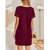 Ekouaer Women’s Nightgowns Short Sleeve Nightshirt Soft Night Gown Ladies Nightdress Comfy Pajama Dress(Wine Red)