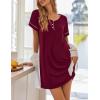 Ekouaer Women’s Nightgowns Short Sleeve Nightshirt Soft Night Gown Ladies Nightdress Comfy Pajama Dress(Wine Red)