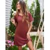 Ekouaer Women’s Sleep Shirt Short Sleeve Night Shirts Pullover Nightgown Soft Nightdress Sleepwear S-XXL(Wine Red)