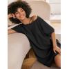 Ekouaer Women’s T-Shirt Nightgown Waffle Knit Short Sleeve Sleepshirts Comfy Casual Cover Ups(Black)