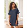 Ekouaer Women’s T-Shirt Nightgown Waffle Knit Short Sleeve Sleepshirts Comfy Casual Cover Ups(Bluish Violet)