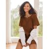 Ekouaer Women’s T-Shirt Nightgown Waffle Knit Short Sleeve Sleepshirts Comfy Casual Cover Ups(Brown)