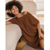 Ekouaer Women’s T-Shirt Nightgown Waffle Knit Short Sleeve Sleepshirts Comfy Casual Cover Ups(Brown)