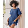 Ekouaer Women’s T-Shirt Nightgown Waffle Knit Short Sleeve Sleepshirts Comfy Casual Cover Ups(Dark Blue)