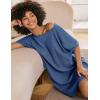 Ekouaer Women’s T-Shirt Nightgown Waffle Knit Short Sleeve Sleepshirts Comfy Casual Cover Ups(Dark Blue)