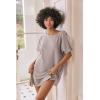 Ekouaer Women’s T-Shirt Nightgown Waffle Knit Short Sleeve Sleepshirts Comfy Casual Cover Ups(Light Curry)