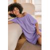 Ekouaer Women’s T-Shirt Nightgown Waffle Knit Short Sleeve Sleepshirts Comfy Casual Cover Ups(Lilac Purple)