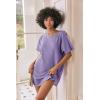 Ekouaer Women’s T-Shirt Nightgown Waffle Knit Short Sleeve Sleepshirts Comfy Casual Cover Ups(Lilac Purple)